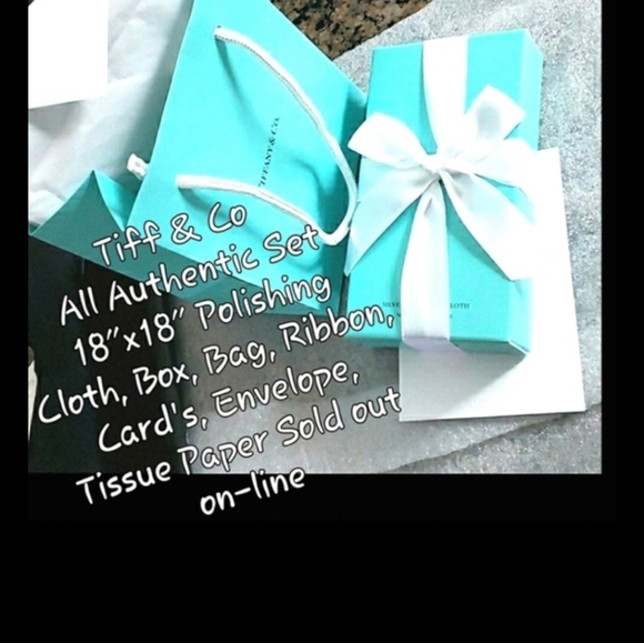 Tiffany & Co 18x18" Polishing Cloth Box Ribbon Bag Tissue Paper 4 T&C Cards NWT - Picture 7 of 9
